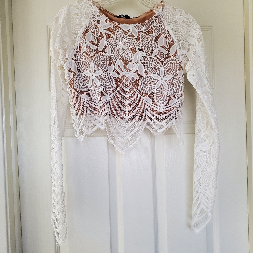 NEW for love and lemons guava crop top xs white